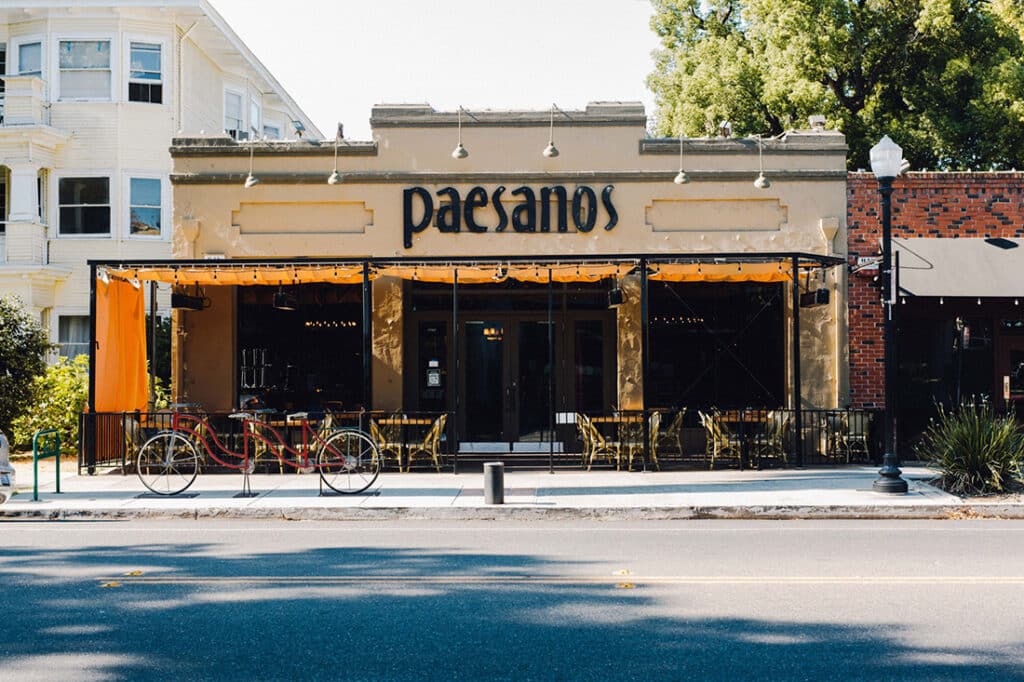 The exterior of Paesanos in Midtown Sacramento, California.